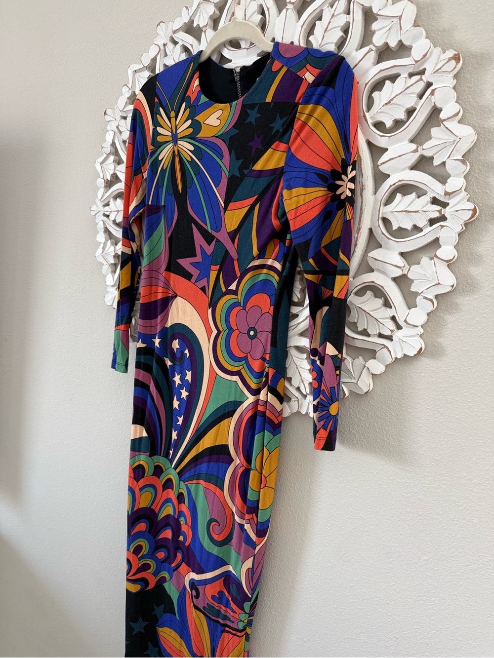 Farm Rio 70s Vibe Midi Dress Vibrant Multicolor Floral Pattern - Picture 4 of 7